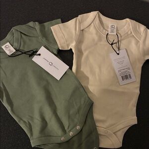 NWT Colored Organics Green and neutral Bodysuits organic cotton unisex 0-3month